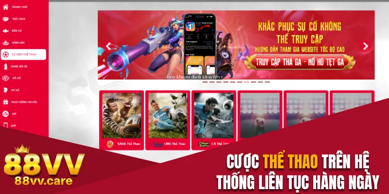 88VV - Nhà Cái Cá Cược Casino Uy Tín Số 1 Châu Á 30 Cược thể thao trên hệ thống liên tục hàng ngày
