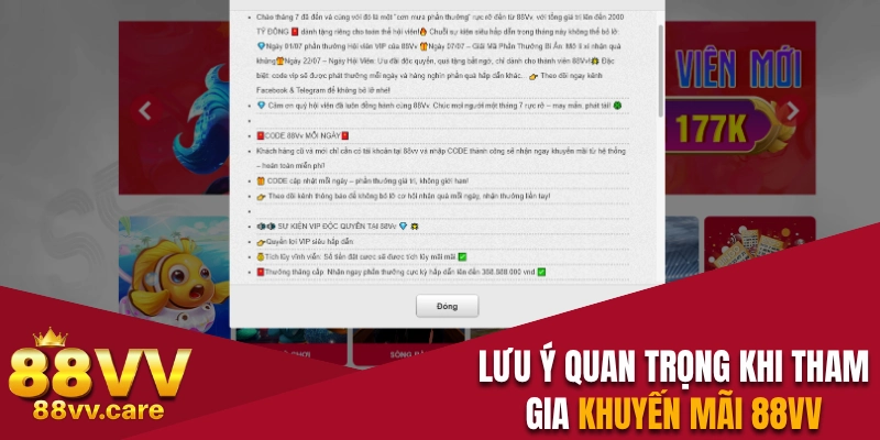 Khuyến Mãi 88VV – Nhận Thưởng Bất Ngờ Nóng Bỏng Tay 3 Lưu ý trong quá trình tham gia sự kiện ưu đãi