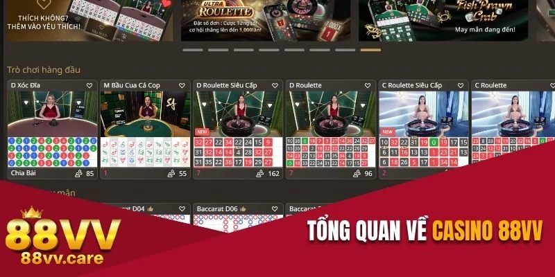 Chuyên Mục Casino 88VV - Sòng Bạc Online Hot Nhất Hiện Nay 1 Tổng quan về sảnh chơi Casino 88VV